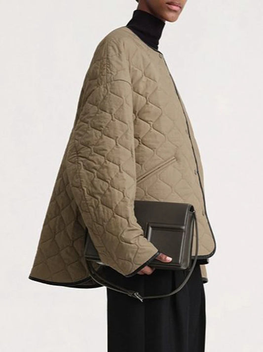 Structured Serenity Coat – Diamond Stitch | Collarless