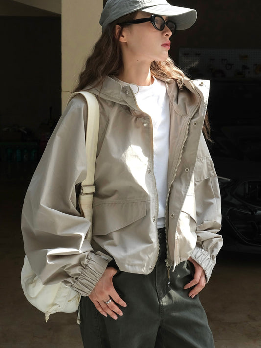 Outdoor hooded loose silhouette casual jacket